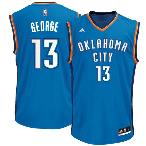 Camiseta baloncesto Paul George 13 adidas Replica Azul Oklahoma City Thunder Hombre