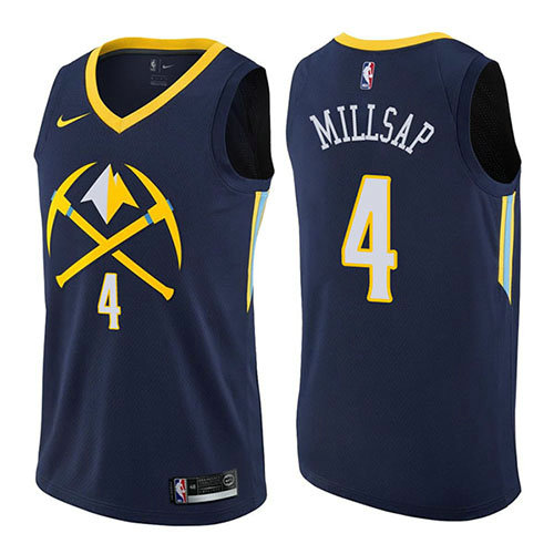 Camiseta baloncesto Paul Millsap 4 Ciudad 2017-18 Azul Denver Nuggets Hombre