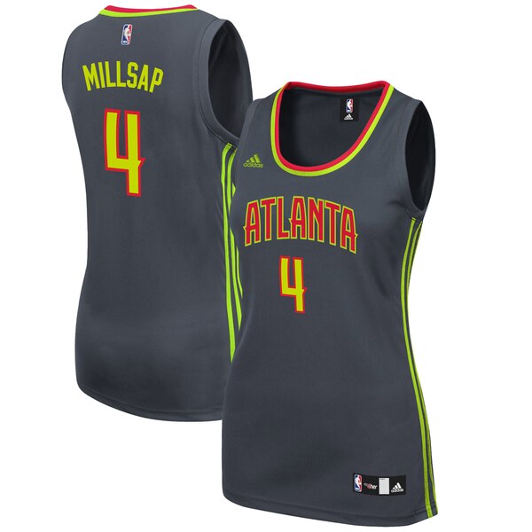 Camiseta baloncesto Paul Millsap 4 Réplica Gris Atlanta Hawks Mujer