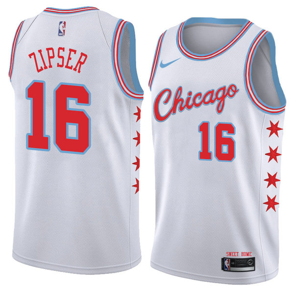 Camiseta baloncesto Paul Zipser 16 Ciudad 2018 Blanco Chicago Bulls Hombre
