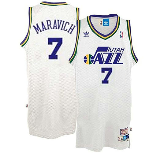 Camiseta baloncesto Pete Maravich 7 Retro Blanco Utah Jazz Hombre