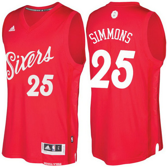 Camiseta baloncesto Philadelphia 76ers Navidad 2016 Ben Simmons 25 Roja