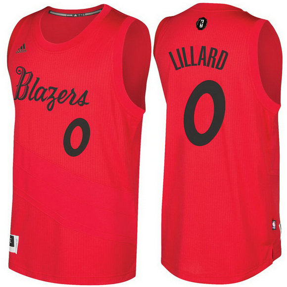 Camiseta baloncesto Portland Trail Blazers Navidad 2016 Damian Lillard 0 Roja