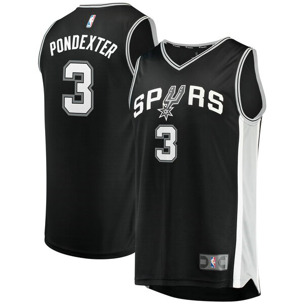 Camiseta baloncesto Quincy Pondexter 3 Icon Edition Negro San Antonio Spurs Hombre