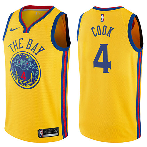 Camiseta baloncesto Quinn Cook 4 Ciudad 2017-18 Amarillo Golden State Warriors Hombre