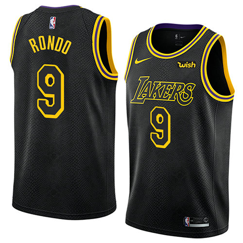 Camiseta baloncesto Rajon Rondo 9 Ciudad 2018 Negro Los Angeles Lakers Hombre