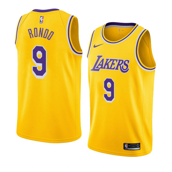 Camiseta baloncesto Rajon Rondo 9 Icon 2018-19 Amarillo Los Angeles Lakers Hombre