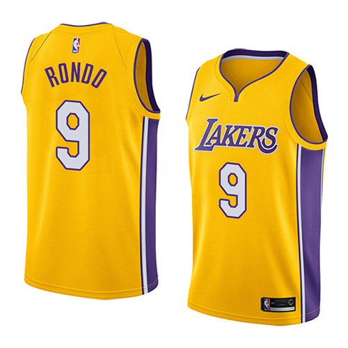 Camiseta baloncesto Rajon Rondo 9 Icon 2018 Amarillo Los Angeles Lakers Hombre