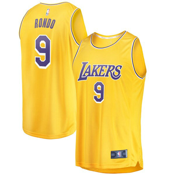 Camiseta baloncesto Rajon Rondo 9 Icon Edition Amarillo Los Angeles Lakers Hombre