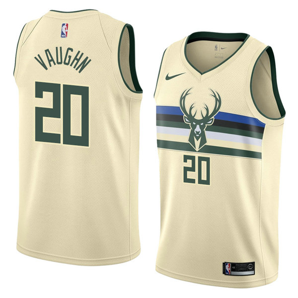 Camiseta baloncesto Rashad Vaughn 20 Ciudad 2018 Crema Milwaukee Bucks Hombre