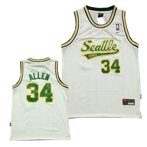 Camiseta baloncesto Ray Allen 34 Historic Blanco Seattle Supersonics Hombre