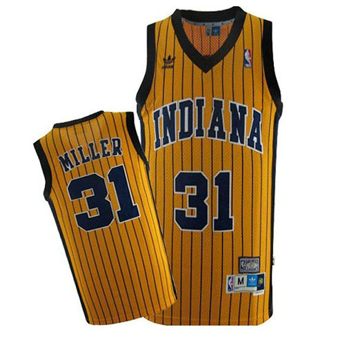 Camiseta baloncesto Reggie Miller 31 Retro Amarillo Indiana Pacers Hombre