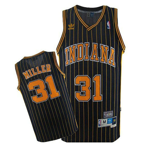 Camiseta baloncesto Reggie Miller 31 Retro Negro Indiana Pacers Hombre