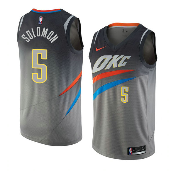 Camiseta baloncesto Richard Solomon 5 Ciudad 2018 Gris Oklahoma City Thunder Hombre
