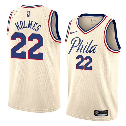 Camiseta baloncesto Richaun Holmes 22 Ciudad 2018 Crema Philadelphia 76ers Hombre