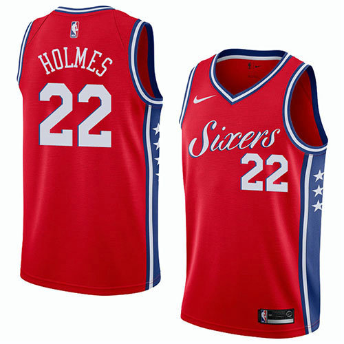 Camiseta baloncesto Richaun Holmes 22 Statement 2018 Rojo Philadelphia 76ers Hombre