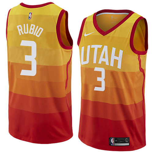 Camiseta baloncesto Ricky Rubio 3 Ciudad 2017-18 Naranja Utah Jazz Hombre