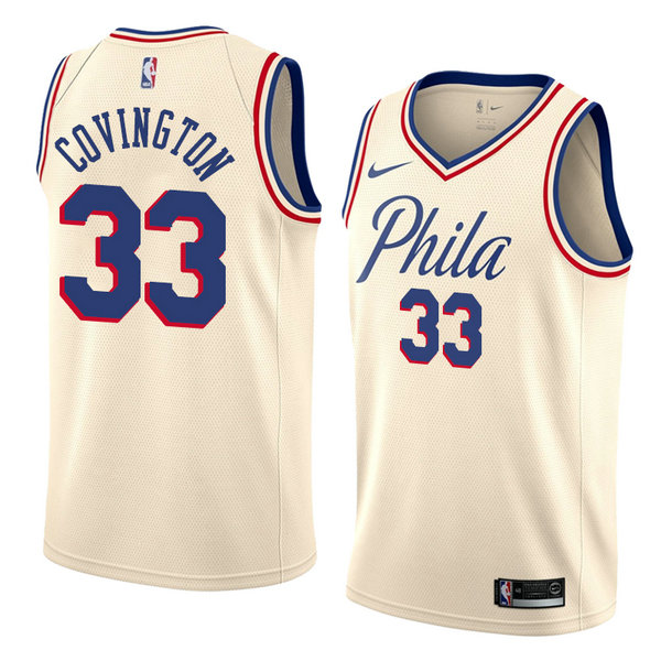 Camiseta baloncesto Robert Covington 33 Ciudad 2018 Crema Philadelphia 76ers Hombre
