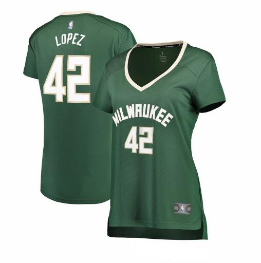 Camiseta baloncesto Robin Lopez 42 icon edition Verde Milwaukee Bucks Mujer