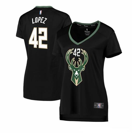 Camiseta baloncesto Robin Lopez 42 statement edition Negro Milwaukee Bucks Mujer