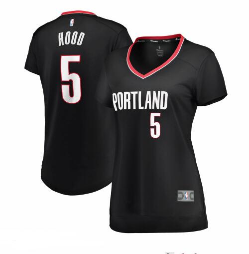 Camiseta baloncesto Rodney Hood 5 icon edition Negro Portland Trail Blazers Mujer