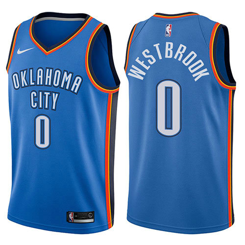 Camiseta baloncesto Russell Westbrook 0 2017-18 Azul Oklahoma City Thunder Hombre