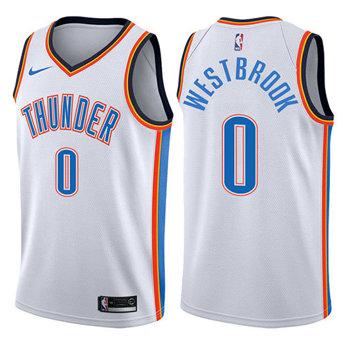 Camiseta baloncesto Russell Westbrook 0 2017-18 Blanco Oklahoma City Thunder Hombre