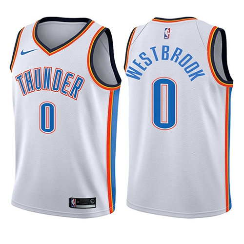 Camiseta baloncesto Russell Westbrook 0 Association 2017-18 Blanco Oklahoma City Thunder Nino