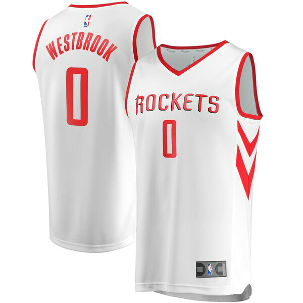 Camiseta baloncesto Russell Westbrook 0 Association Edition Blanco Houston Rockets Hombre