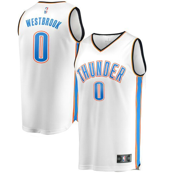 Camiseta baloncesto Russell Westbrook 0 Association Edition Blanco Oklahoma City Thunder Hombre