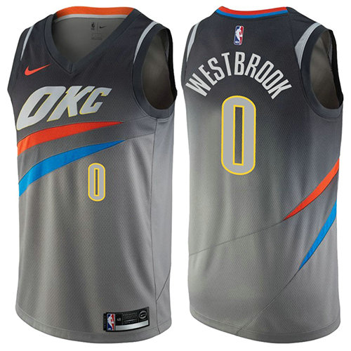 Camiseta baloncesto Russell Westbrook 0 Ciudad Gris Oklahoma City Thunder Hombre