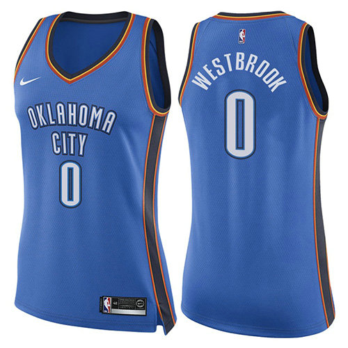 Camiseta baloncesto Russell Westbrook 0 Icon 2017-18 Azul Oklahoma City Thunder Mujer