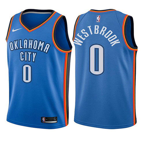 Camiseta baloncesto Russell Westbrook 0 Icon 2017-18 Azul Oklahoma City Thunder Nino