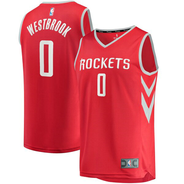 Camiseta baloncesto Russell Westbrook 0 Icon Edition Rojo Houston Rockets Hombre