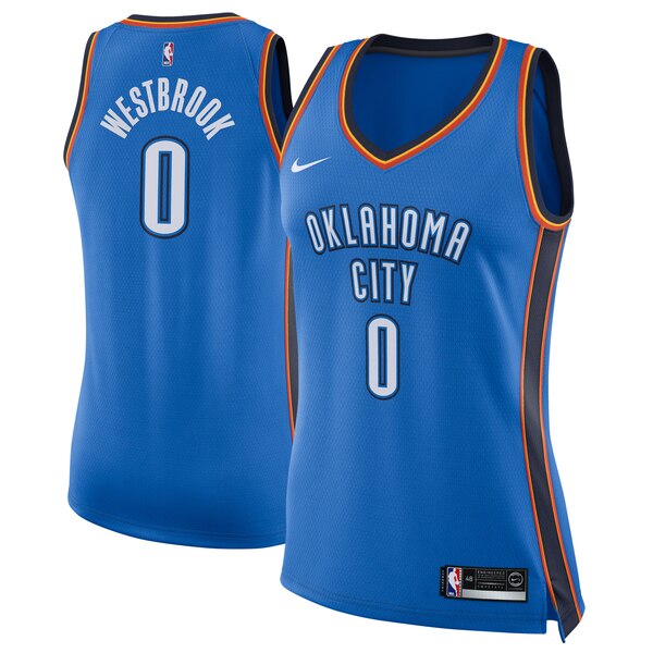 Camiseta baloncesto Russell Westbrook 0 Nike icon edition Azul Oklahoma City Thunder Mujer