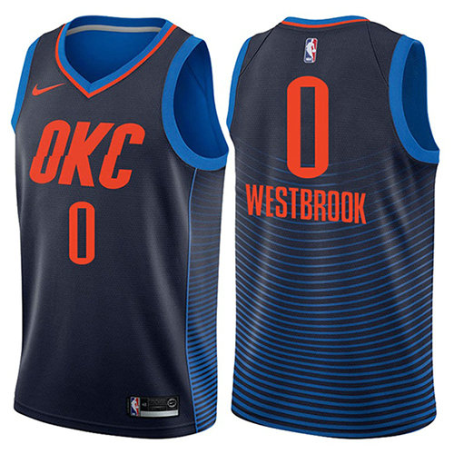 Camiseta baloncesto Russell Westbrook 0 Statement 2017-18 Azul Oklahoma City Thunder Hombre