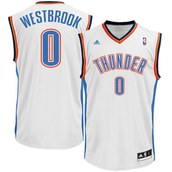 Camiseta baloncesto Russell Westbrook 0 adidas Home Replica Blanco Oklahoma City Thunder Nino