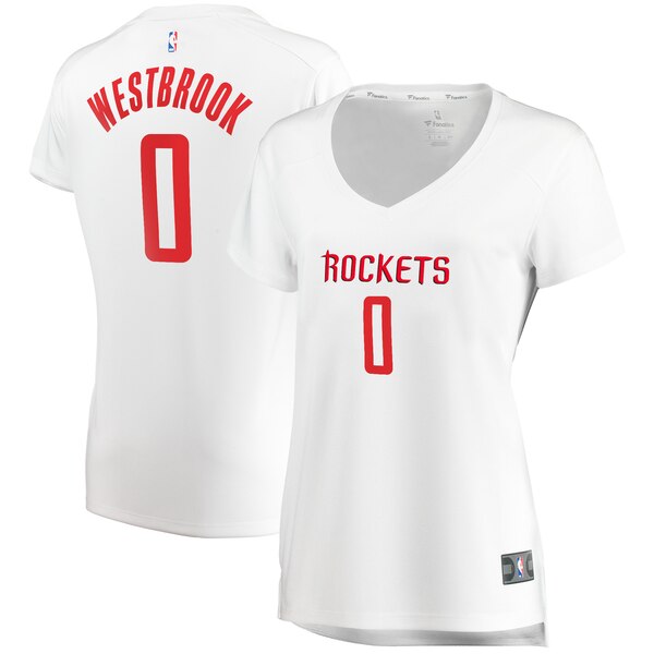 Camiseta baloncesto Russell Westbrook 0 association edition Blanco Houston Rockets Mujer