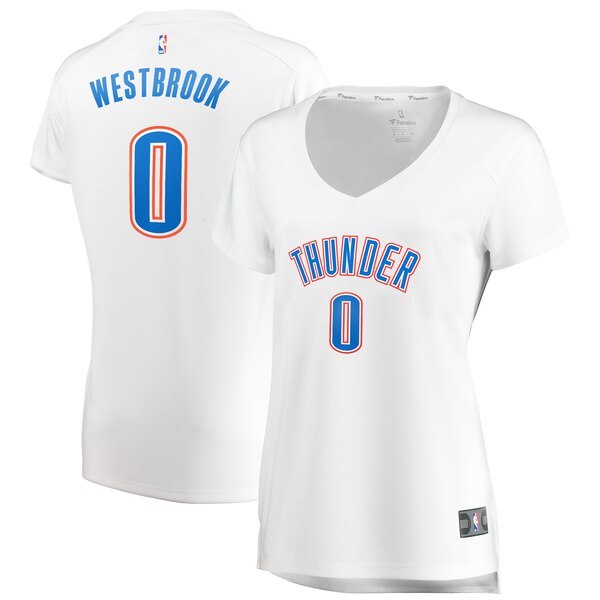 Camiseta baloncesto Russell Westbrook 0 association edition Blanco Oklahoma City Thunder Mujer