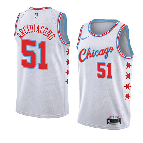 Camiseta baloncesto Ryan Arcidiacono 51 Ciudad 2018 Blanco Chicago Bulls Hombre