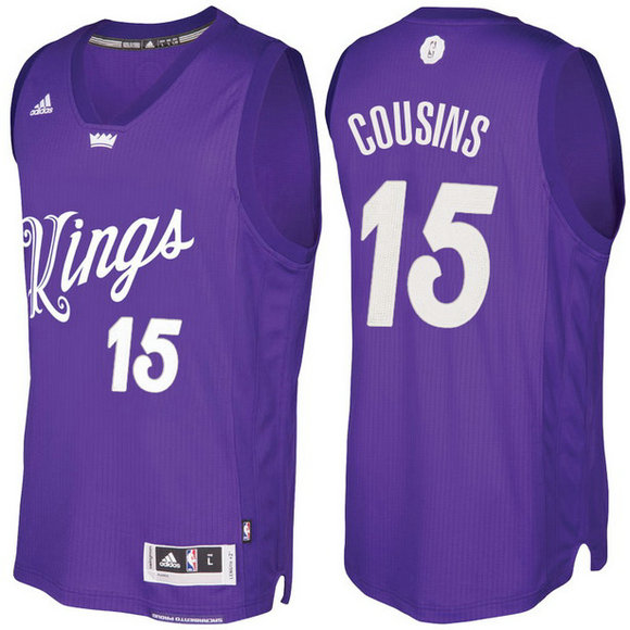 Camiseta baloncesto Sacramento Kings Navidad 2016 DeMarcus Cousins 15 Purpura