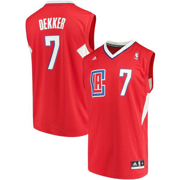 Camiseta baloncesto Sam Dekker 7 adidas Road Replica Rojo Los Angeles Clippers Hombre