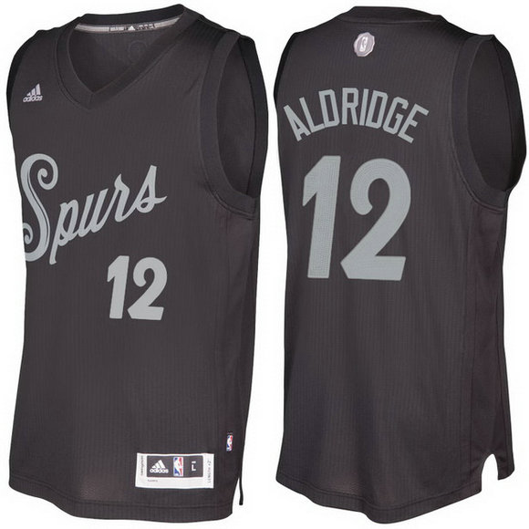 Camiseta baloncesto San Antonio Spurs Navidad 2016 LaMarcus Aldridge 12 Negro