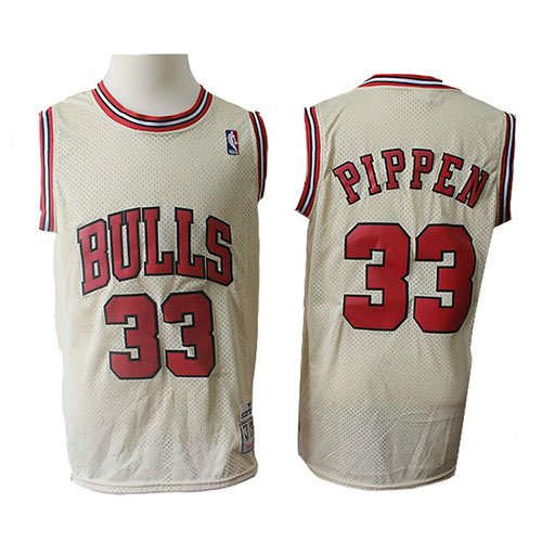 Camiseta baloncesto Scottie Pippen 33 Retro Crema Chicago Bulls Hombre