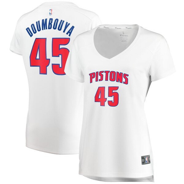 Camiseta baloncesto Sekou Doumbouya 45 association edition Blanco Detroit Pistons Mujer