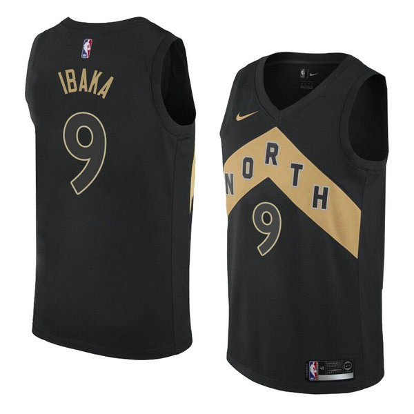 Camiseta baloncesto Serge Ibaka 9 Ciudad 2018 Negro Toronto Raptors Hombre