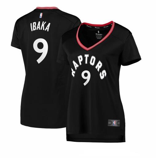 Camiseta baloncesto Serge Ibaka 9 statement edition Negro Toronto Raptors Mujer