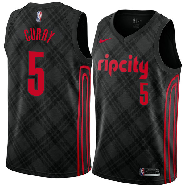 Camiseta baloncesto Seth Curry 53 Ciudad 2018 Negro Portland Trail Blazers Hombre