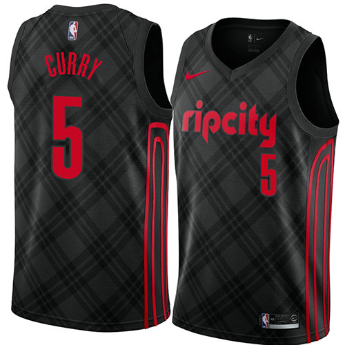 Camiseta baloncesto Seth Curry 5 Ciudad 2017-18 Negro Portland Trail Blazers Hombre