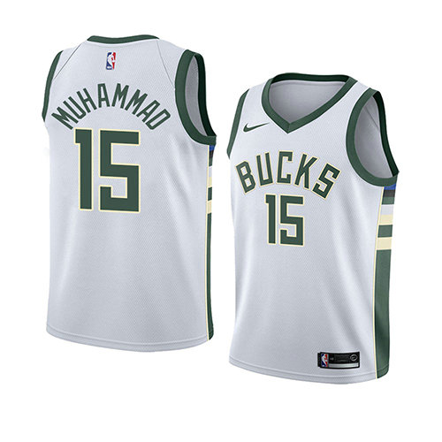 Camiseta baloncesto Shabazz Muhammad 15 Association 2018 Blanco Milwaukee Bucks Hombre